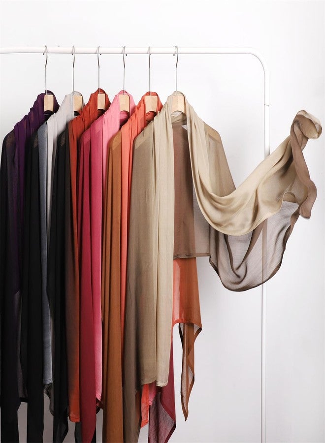 HURESON Premium Ombre Hijab Scarf For Women Wide Brim Gradient Color Shade Head Wraps Hijabs Lightweight Hair Scarves Soft Shawl (Khaki 5#) - Image 2
